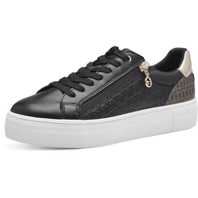 Afbeelding van Tamaris lage toptrainers 1 23313 41 119 damesschoenen vegan Zwart/goud