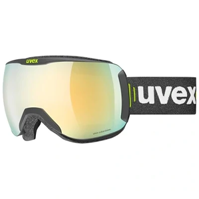 Afbeelding van uvex downhill 2100 CV skibril voor dames en heren contrastverhogend vervormings &amp; condensvrij black matt/gold green one size