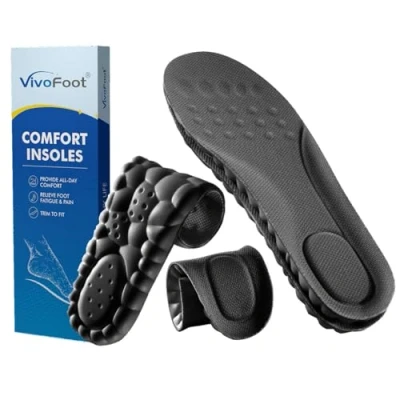 Afbeelding van VivoFoot Inlegzolen van traagschuim, pijnbestrijding tegen vermoeidheid, dagelijks werk, sport, hardlopen, comfortabele schoeninzetstukken, vervangende inlegzolen, trim om te passen voor mannen en