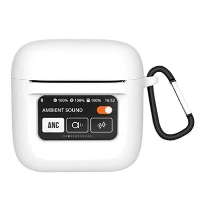 Afbeelding van GIOPUEY Hoesjes compatibel met JBL Tour Pro 2, siliconen hoes, lichtgewicht, schokbestendig, draagbaar, wit