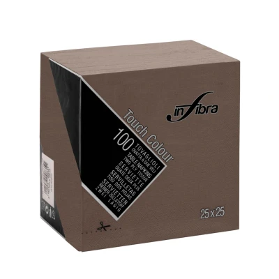 Afbeelding van Infibra Servet 25x25cm 1/4 vouw 2 Laags Bruin 3000 Stuks