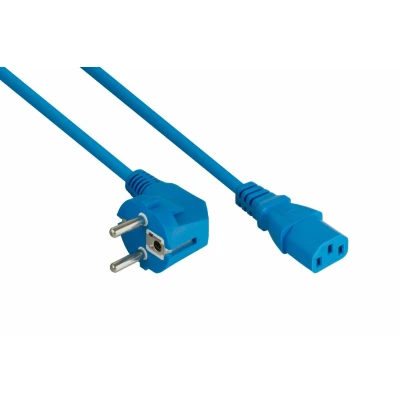 Afbeelding van C13 (recht) CEE 7/7 (haaks) stroomkabel 3x 1,00mm / blauw 5 meter