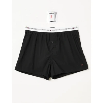 Afbeelding van Tommy Hilfiger Heren 2P Geweven Boxer UM0UM03376, Boxer, Bruin, S, Bruin (Zwart/Zwart), S