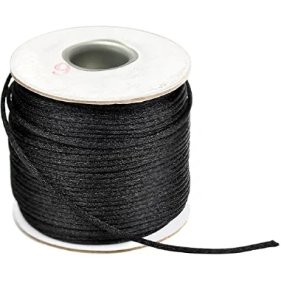 Afbeelding van 1 rol satijnen koord 2 mm, elastiek voor armbanden doe het zelf halskettingen, armbanden, handwerk, sieraden maken, 100 m, zwart