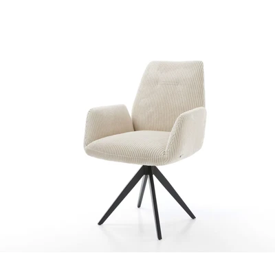 Afbeelding van Draaistoel Zoa Flex kruisframe hoekig zwart cord beige 180 draaibaar