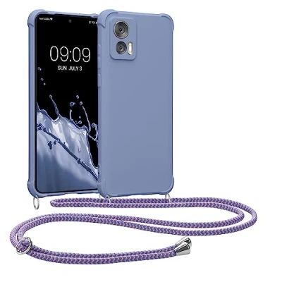 Afbeelding van kwmobile telefoonhoesjegeschikt voor Motorola Edge 30 Neo Hoesje van siliconen met telefoonkoord In lavendel