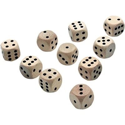 Afbeelding van 10 GICO speeldobbelstenen, oogkubus, 16 mm, van natuurlijk hout, 5956
