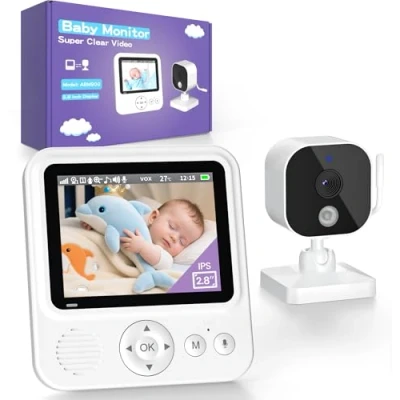 Afbeelding van OBVHNUA Babyfoon camera 2,8 inch 720P HD 2000mAh Videobewaking IPS scherm USB C 2,4 GHz Zoom Nachtzicht VOX communicatie Temperatuursensor Ondersteuning 2 camera&#039;s