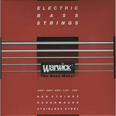 Afbeelding van Warwick bas snaren,5er,45 135,rood Stainless Steel Snarenset voor 5 string basgitaar