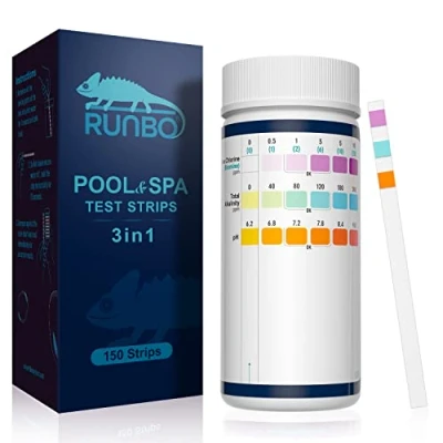 Afbeelding van RUNBO 3 in 1 zwembadteststrips voor spa 150 sticks teststrips watertestkit nauwkeurige chemische tester gratis chloor broom alkaliteit pH