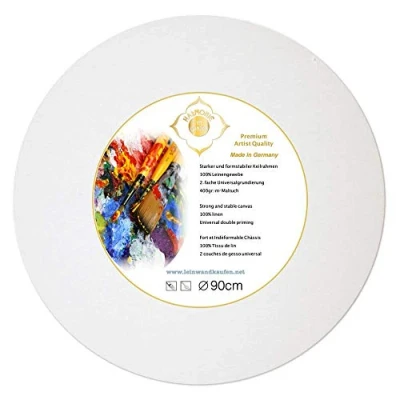 Afbeelding van spieraam canvas rond 90cm van sparrenhout bespannen met 400 g/m² linnen weefsel gegrond Made in Germany