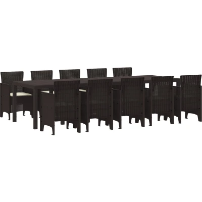 Afbeelding van vidaXL 11 delige Tuin Eetset met Kussens Bruin Poly Rattan