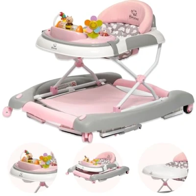 Afbeelding van BRONEA Loopstoeltje baby 4 In 1 Babywalker met schommelfunctie en speelpaneel muziek hoogte verstelbaar opvouwbaar Loopstoel stille wielen remmen