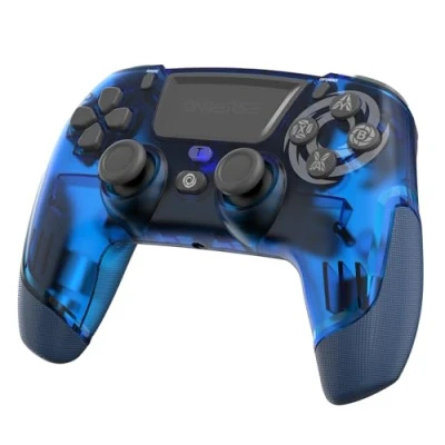 Afbeelding van Oniverse Controller voor PS4 PS3 PC ANDROID iOS,Hoofdtelefoonuitgang, Draadloos, verstelbare vibratie, touchpad, achterste macroknoppen, Turbo Mode, Wake Up, 6 assige gyroscoop, Revolt (Neptune Blue/Blauw)