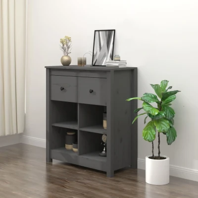 Afbeelding van Dressoir 70x35x80 cm massief grenenhout grijs