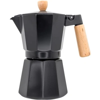 Afbeelding van NERTHUS FIH 1252 Italiaans koffiezetapparaat voor inductie, 6 kopjes, zwart design van hout