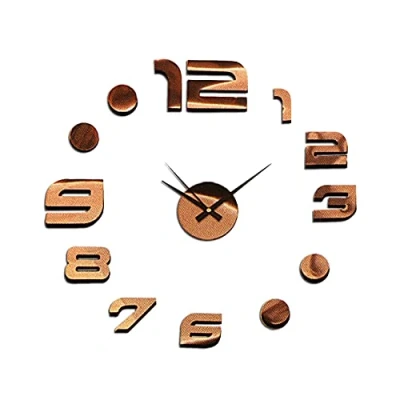Afbeelding van MPM Quality DIY roségouden wandklok van kunststof in helder design, kwartsuurwerk met stappenmotor, mooie decoratie als keukenklok of voor woonkamer