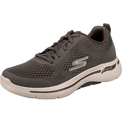 Afbeelding van Skechers Go Walk Arch Fit idyllische sneakers voor heren, 49,5 EU Ancho, Taupe Textiel Synthetische Trim, 40