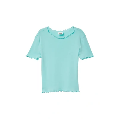 Afbeelding van s.Oliver SLIM FIT MIT Wellensaum Tshirt basic voor kinderen, Maat: 146/152, Helles türkis
