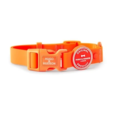 Afbeelding van HUGO &amp; HUDSON Waterdichte hondenhalsband, anti geur en gemakkelijk schoon te maken, verstelbare halsband, oranje, L
