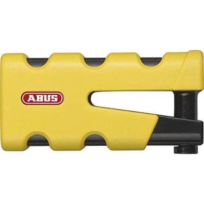 Afbeelding van ABUS Remschijfslot Graniet Sledg 77 grip geel motorslot met veilige XPlus cilinder en geheugenkabel veiligheidsniveau 17