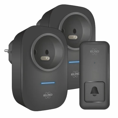 Afbeelding van ELRO DB4000PF P1C2B Draadloze Kinetische Deurbel Set met 2x Plug in Ontvanger Stopcontact Geen Batterijen nodig