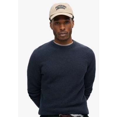 Afbeelding van Superdry Textured CREW Trui, Heren, Maat: XL, Eclipse navy heather