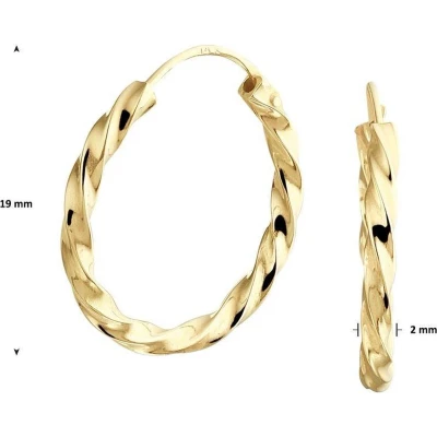 Afbeelding van Trendjuwelier huiscollectie Creolen Gedraaide Buis Geelgoud Glanzend