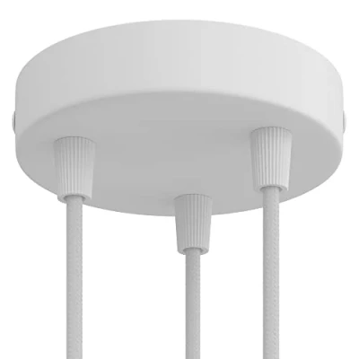 Afbeelding van creative cables Cilinderrozet van metaal met 3 gaten conisch, mat wit