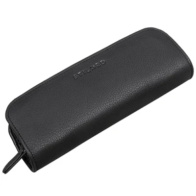 Afbeelding van STILORD &#039;Alfie&#039; Leren Pennenzak Vintage Pencil Case Pennenbakje Pennen Etui voor School Universiteit Kantoor Echt Leer, Kleur:zwart