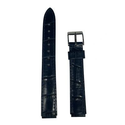 Afbeelding van Horlogeband 16mm, 14mm aanzet Donker blauw Echt leer in croco print Roestvrijstalen gesp