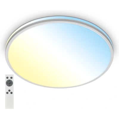 Afbeelding van Briloner Pulup LED plafondlamp 3831014 Dimbaar Afstandsbediening CCT kleurtemperatuurregeling Timer Nachtlichtfunctie Ø49 x 9,5 cm Mat chroom
