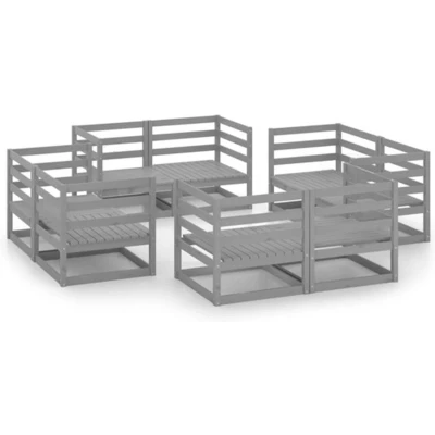 Afbeelding van vidaXL 8 delige Loungeset massief grenenhout grijs