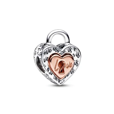 Afbeelding van Pandora 782505C00 Bedel Two tone Padlock Splittable Heart zilver