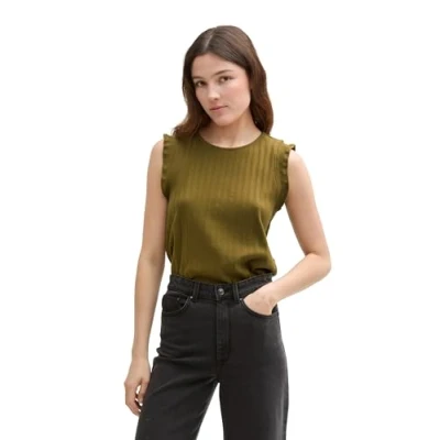 Afbeelding van TOM Tailor Denim Top, Dames, Maat: Large, Warm moss green