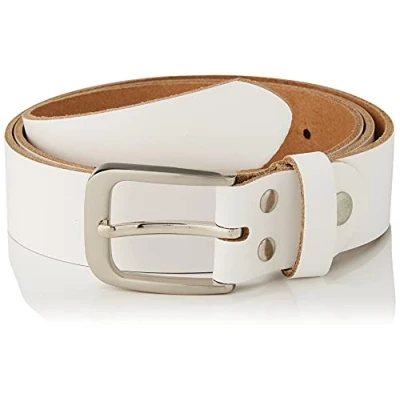 Afbeelding van Vascavi Leren riem, 3 cm breed, Made in Germany, echt lederen riem voor dames en heren, te korten, wit, 105 cm/Lengte 115