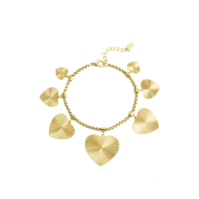 Afbeelding van Bijoutheek Armband (Sieraad) Hartjes Structuur Goud