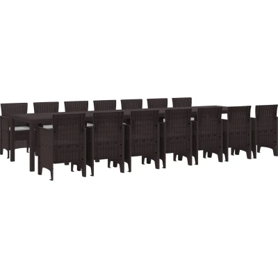 Afbeelding van vidaXL 15 delige tuinset met kussens in bruin poly rattan