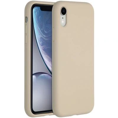 Afbeelding van Apple iPhone Xr Hoesje Siliconen en TPU (zacht) Accezz Softcase/Backcover Beige Telefoonhoesje