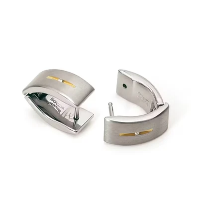 Afbeelding van Boccia 0521 03 Oorringen titanium diamant 0,015 ct zilver en goudkleurig