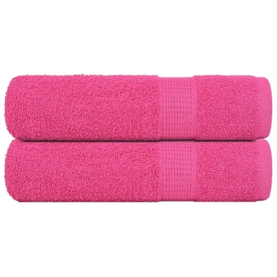 Afbeelding van vidaXL Badhanddoeken 2 st 100x150 cm 360 g/mÂ² 100% katoen roze