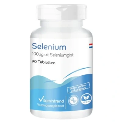 Afbeelding van Selenium 100μg uit seleniumgist 90 tabletten hoge dosering veganistisch biologisch beschikbare supplementen Duitsland Vitamintrend