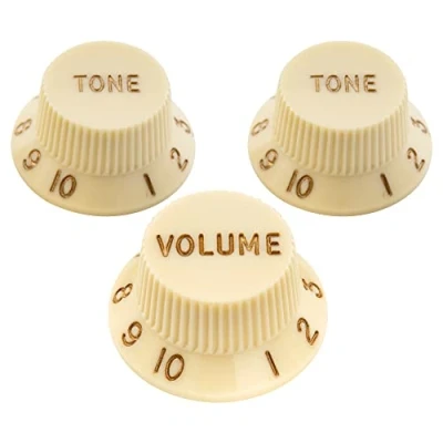 Afbeelding van Musiclily Ultra Universele Maat Strat Knoppen 1 Volume 2 Toon Knobs Set voor Fender Stratocaster ST stijl Elektrische Gitaar, Parchment