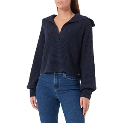 Afbeelding van Tom Tailor Denim Trui met ronde hals colorblocking en rib structuur