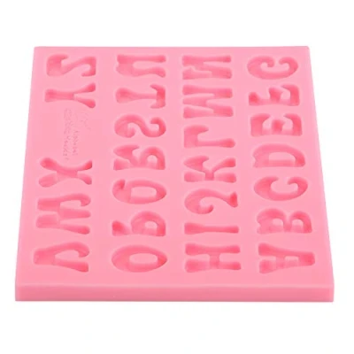 Afbeelding van Siliconen bakvorm alfabet voor chocoladetaart 3D 26 letters roze schimmel