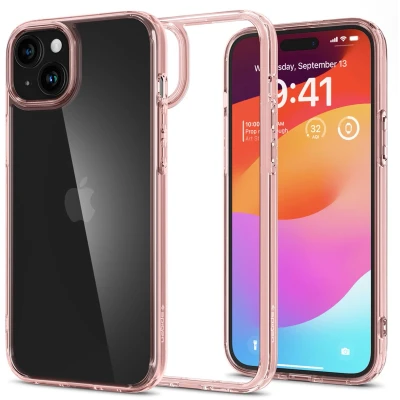 Afbeelding van Apple iPhone 15 Hoesje Kunststof Spigen Backcover/Hardcase Roze Telefoonhoesje Shockproof/Valbescherming