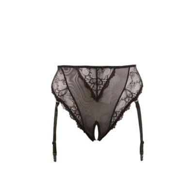 Afbeelding van Cottelli Plus Size Jarretel Slip met Kanten Inleg en Erotisch Ondertoon Maat 4XL Zwart
