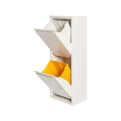 Afbeelding van WELL HOME MOBILIARIO &amp; DECORACIÓN vuilnisemmer en recycling, metaal, 2 vakken, x 17 l (34 l) mat wit