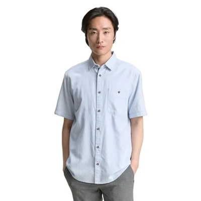 Afbeelding van TOM Tailor Regular FIT Kurzarm MIT Brusttasche Overhemd, Heren, Maat: XL, Powder blue zigzag structure