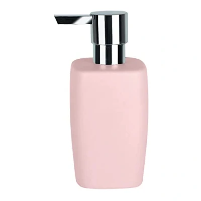 Afbeelding van Spirella Retro Zeepdispenser met roestvrijstalen pomp, vloeibare zeepdispenser, porselein, 300 ml, duurzaam en robuust, pastelroze